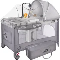 all Kids United Baby-Reisebett Faltbares Baby Reisebett- Babybett mit Matratze, Tragetasche&Stauraum, mit Wickelauflage