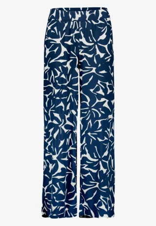 zero - Marlenehose mit Allover-Muster blau/weiß - Gr. - 42
