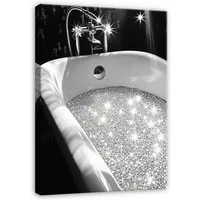 Wallarena Leinwandbild Badewanne Glamour - Grau - Modern - Hochformat - Schlafzimmer, Badewanne, 30x40x2cm