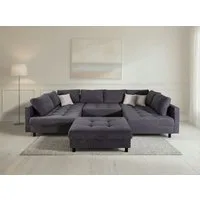 OTTO home Wohnlandschaft Antonia U-Form, B: 298 cm, Wohnlandschaft, Rückenkissen, 2 ottomane, Komfortablem Bonnelfederkern