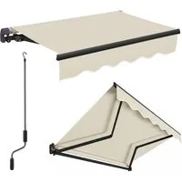Sekey Gelenkarmmarkise Markise mit Handkurbel Balkon Sonnenschutz verstellbar Aluminium Sonnenmarkise manuelle, Wetterfest,295 × 250 cm Beige