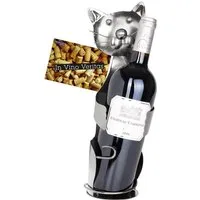 BRUBAKER Weinflaschenhalter Katze - Kater Metall Skulptur Flaschenständer, (1-St., Weinhalter mit Grußkarte - Wein Flaschenhalter), Umarmendes Kätzchen - Metallfigur Weingeschenk für Katzen-Liebhaber