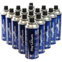 MaXimum Gaskartusche 16 x Butan-Gas-Kartusche: 227g für zuverlässige Outdoor-Geräte, Zubehör für Gasgrill, Gaskocher, Campingkocher, Gaskühlschrank, Gaskühlbox, Lötpistole, Lötbrenner, sowie Bunsenbrenner und andere Geräte mit Bajonett-Anschluss, 1 S