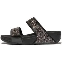 Fitflop LULU MULTI-TONAL GLITTER SLIDES Pantolette Keilabsatz, Sommerschuh, Schlupfschuh mit Glitzer besetzt