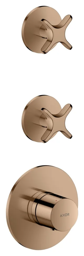 Hansgrohe Thermostatmodul Unterputz AXOR One für 2 Verbraucher mit Kreuzgriff polished red gold, 48 48712300