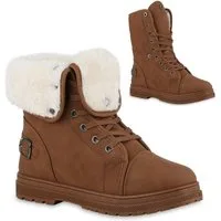 VAN HILL 840859 Sneaker Damen Sneaker High Chloe Warm gefütterte Winterschuhe mit Schnallen