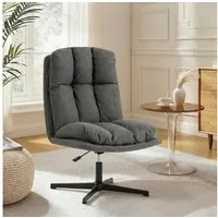 HOMCOM Relaxsessel Schneidersitz Lesesessel (Drehsessel, 1-St., Gepolsterter Polsterstuhl), Breiter Sitz, höhenverstellbar, 360° drehbar
