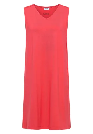 CECIL - Knielanges Jerseykleid mit V-Neck coral - Gr. - S