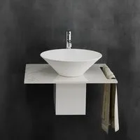 Alpenberger Badmöbel-Set Waschbecken auf Keramikplatte mit Edelstahlkasten – Aufsatzwaschbecken, (Hängewaschbecken Schmal, für Gäste WC und Badezimmer), Waschtisch - Keramik Waschschüssel mit Nano Beschichtung