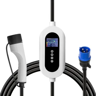 e-Mingze 7KW 8A-32A Type 2 EV Charger Fast Charging WIFI Bluetooth APP with 2.4Inch LED Color Screen 5m Charging Cable E