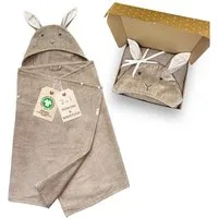 DIKOS Kapuzenhandtuch Badeponcho Baby Kinder Taupe/Altrosa, 70x140cm, 100% Bio-Baumwolle, 2-in-1 ab Geburt Handtuch mitwachsendes Badetuch/Poncho mit Knöpfen