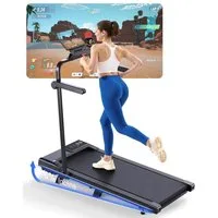 Bundviel Laufband Klappbarer Heimlaufband mit Steigung, 2-in-1, mit LED-Display, Bis 12 km/h, Neigungswinkel 2,8°, max. Tragkraft 136 kg