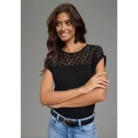 Laura Scott Spitzenshirt mit Zierknopfleiste am Rücken