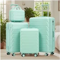 LVHOM Trolleyset 2/4 tlg., ABS Hartschalen 14"/19"/24"/28", leise Rädern für jede Tour, (Handgepäck, Kosmetiktasche, Aufgabegepäck, Kratzfest und wasserdich für einfache Reinigung. 360° Spinner-Räder mit Doppelreihenschutz und hoher Belastbarkeit. Te