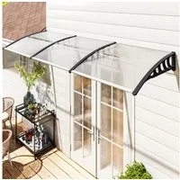 Outsunny Pultvordach für Haustür mit UV Schutz, Aluminium-Verbindungstangen, Schwarz (Regenschutz, 1 St., Vordach), für Garten, Balkon, Schwarz