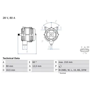 Bosch Lichtmaschine 80A Mercedes Vario 0986048100