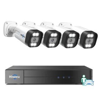 Hiseeu PK-4YHB785 5MP 8CH WiFi IP Camera Guard Viewer Security System EU Plug Human Vehicle Detection 2-Way Audio Night
