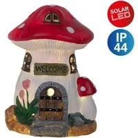näve LED Solarleuchte Mushroom, LED fest integriert, Warmweiß, Pilzhaus bunt, LED warmweiß, inkl. Druckschalter, H: 17,3cm, L/B: 13cm