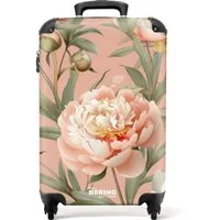 NoBoringSuitcases.com© Hartschalen-Trolley Rosa mit Pfingstrosen 55x35x20cm, 4 Rollen, Handgepäck Koffer & Trolleys, Luggage, Reisekoffer Frauen