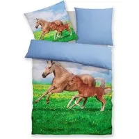 OTTO home Bettwäsche Lyki, Microfaser, 2 teilig, ab Größe 135x200 cm, 100% Polyester, Katze, Pferd, Löwe, Pinguin