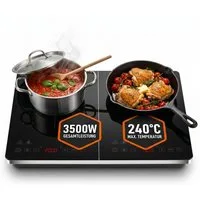 Sommertal Einzel-Induktionskochplatte Sommertal Induktionskochfeld 2 platten 3500W Tragbar Super Slim, Design bis 240 °C mit 4h Timer  mit Touch-Bedienung