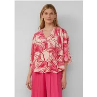 s.Oliver Kurzarmbluse Bluse Gemusterte Loose-Fit-Bluse mit Schmuck-Details