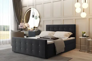Boxspringbett Schlafzimmerbett CARLOS 160x220cm Stoff Soro Schwarz inkl.Bettk...