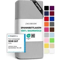 Jacobson Spannbettlaken TOPPER aus 100% Baumwolle, Jersey Bettlaken 160 g/m², Spannbetttuch mit Gummizug, pflegeleicht & viele Farben