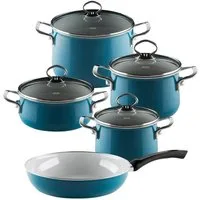 Riess Topf-Set Riess Topfset 5-tlg. Emaille Nouvelle Aquamarin