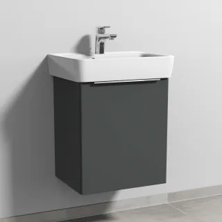 Sanipa 3way Waschtischunterbau zu Geberit Renova Plan Waschtisch mit 1 Tür, Anthrazit-Matt UM87322