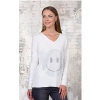 Passioni Strickpullover mit Strass-Smiley