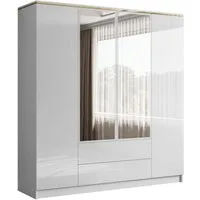 Lookway Kleiderschrank AURORA 4D2S in Weiß hochglanz mit Schubleden Breite: 200 cm