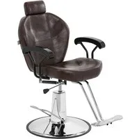 Physa Armlehnstuhl Friseurstuhl mit Fußstütze höhenverstellbar Barber-Stuhl 150 kg Braun, Braun