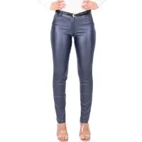 malito more than fashion Chinohose malito Damen Chinohose in Lederoptik 1031 unifarbene stretch Basic Hose in Lederoptik