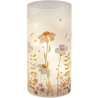 formano LED Dekolicht Tischlampe Deko Blumenwiese Zylinder Stimmungslicht aus Glas & Holz, LED fest integriert