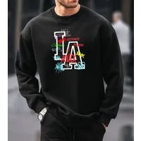 RMK Rundhalspullover Herren Pullover Pulli Langarmshirt Sweatshirt Oversize Los Angeles LA mit Baumwolle