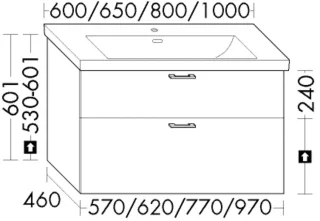 Burgbad Waschtischunterschrank System 30 Preisgruppe 3 Diago 601x570x460 Weiß Solid Matt WYLG057F3351