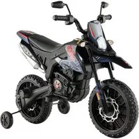 KOMFOTTEU Elektro-Kindermotorrad, mit 2 Stützrädern, Scheinwerfer, Musik