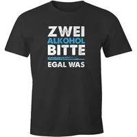 MoonWorks Print-Shirt Herren T-Shirt Zwei Alkohol bitte egal was lustiges Trink Shirt Saufen Bier Party Moonworks® mit Print