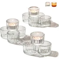 Praknu Teelichthalter Teelichthalter Glas Klein für Tischdeko - 12er Set Runde – 12er Set (12 St), Stabile Kerzenhalter mit Stil für Heimdekoration & Hochzeit