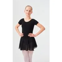 tanzmuster Chiffonkleid Ballettkleid Lucy mit kurzen Ärmeln Mädchen Ballettbody mit Chiffon Röckchen