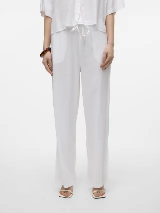 VERO MODA - VMLINN HW PANTS WVN NOOS Snow White - Gr. - L