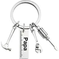 KARMA Schlüsselanhänger Werkzeug Papa silber 6 cm Deko Schlüsselbund (Vatertagsgeschenk, Männer Väter Herren), Anhänger Tasche Rucksack Geschenk