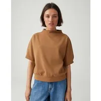 OPUS Sweatshirt Sweattop mit Funnel Neck Cleane Form mit modernem Detail