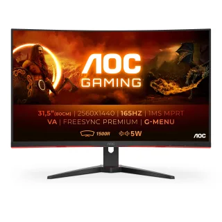 AOC CQ32G2SE/BK [315" Curved 2.560x1.440 VA 165Hz 2x HDMI DisplayPort 1ms Reaktionszeit] schwarz/rot