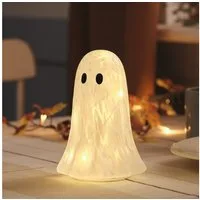 Lights4fun LED-Dekofigur Gertie LED-Halloween-Geist aus Konfetti-Glas mit Timer - groß
