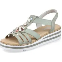 Rieker Riemchensandale, Sommerschuh, Sandalette, Keilabsatz, mit Schmuckelementen