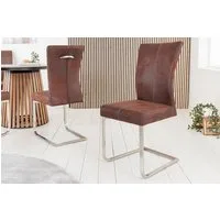 riess-ambiente Freischwinger SAMSON dark coffee / silber (Einzelartikel, 1 St), Esszimmer · Microfaser · Edelstahl · Industrial Design