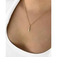 DANIEL CLIFFORD Kette mit Anhänger 'Henna' Damen Halskette Silber 925 vergoldet Anhänger Stab Kristalle (inkl. Verpackung), 45cm größenverstellbare Silberkette 18 Karat Gelbgold vergoldet Pendel