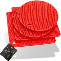 AVANA Topfuntersetzer Silikon Untersetzer Multifunktional Pfannenuntersetzer Topflappen, Zubehör für Töpfe, Pfannen, Auflaufformen, 4er Set, Hitzebeständig, Wabenmuster (2 Rund, 2 Viereckig)